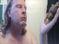 scat slut gags on his own shit